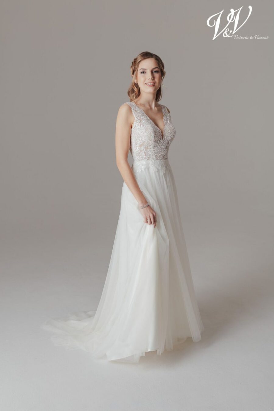 38 Victoria Vincent Brautmoden Brautkleider Kollektion 2020 V8731 1 Karo