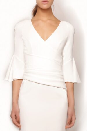 19 Sonja Kiefer Brautmode Brautkleid Kollektion 2020 Short Trumpet Sleeved Dress